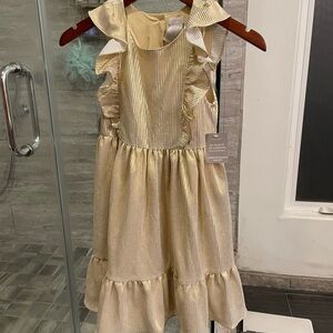 Tahari girls gold dress